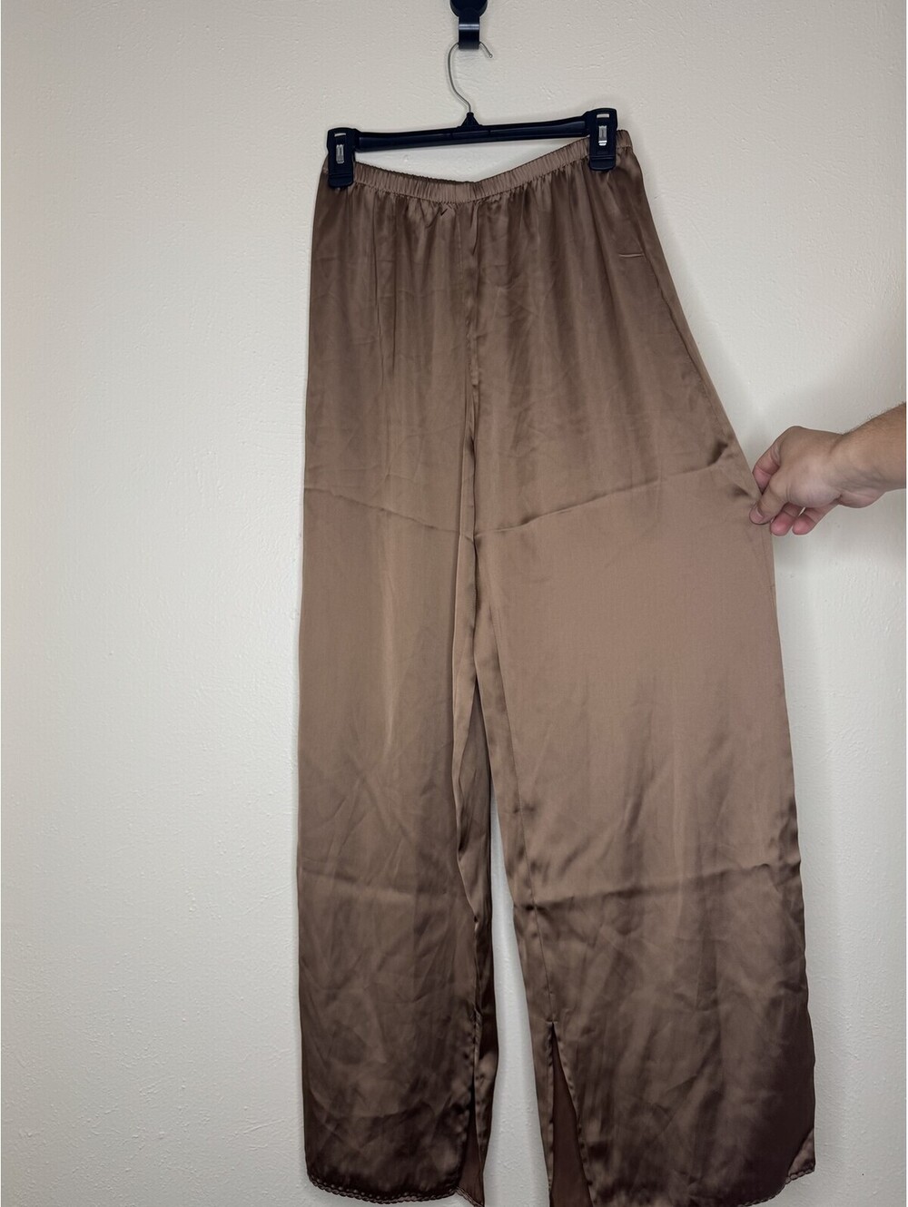 SKIMS Woven Shine Sleep Pants Only Brown Women's Size XS NWT
